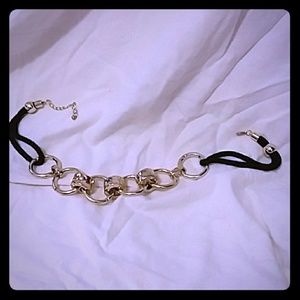 Gold chain black rope belt